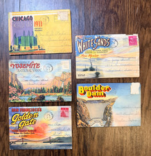 5 Vintage Souvenir Folder Postcards 1933 Worlds Fair Yosemite Golden Gate Lot picture