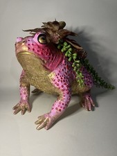 Bristol Novelty AK049 Rubber Toad Frog Figurine CUSTOM RARE PINK GOLD FLOWERS 8” picture