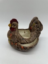 Vtg Arnel's Brown Ceramic Chicken Hen MCM Planter Farm Cottage Decor picture