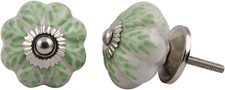 Set of 12 Pieces Leaf Floral Ceramic White Cabinet Knobs Furniture Handle Drawer picture