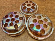 Vintage Marigold Carnival Glass (1) 8 Hole and (2) 11 hole flower frog picture