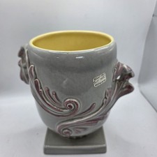 Vintage Red Wing Pottery #1107 Pedestal Vase Gray Yellow Purple Acanthus USA picture