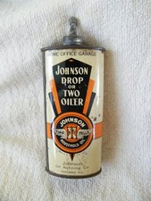 Rare Vintage Johnson Time Tells LEAD TOP 25c Price Household Oil Can Handy Oiler picture