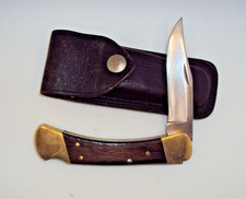 Vintage Buck 110 U.S.A.folding hunter with leather sheath 1974 to 1980 picture