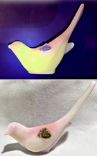 Fenton Bird Figurine Pink White Rosalene   Glowy Glass picture
