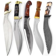 Outdoor Damascus Steel Full Tang Kukri Knife Hunting Knife Collection w/ Sheath picture