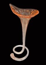 Vintage Pink Trumpet Hand Blown Glass Bud Vase 12” picture