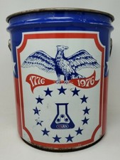 Vtg 1976 5 Gal BICENTENNIAL Pail Can Stars Stripes Red White Blue COOL TRASH CAN picture