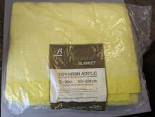 VINTAGE LINWOOD 100% VIRGIN ACRYLIC BLANKET  YELLOW  NEW picture