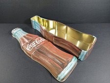 Vintage Coca-Cola Coke Bottle-shaped Tin Container Multipurpose Keepsake Storage picture