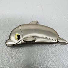 Vintage Bahamas Dolphin Lighter Silver Tone Metal Bahamas Travel Souvenir picture