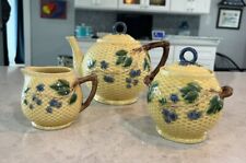 “Blackberries” By Tiffany & Co. Teapot & Sugar Creamer 3-pc Embossed Set EUC picture