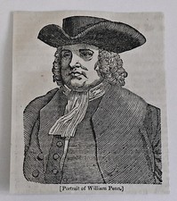 small 1832 magazine engraving ~ WILLIAM PENN picture
