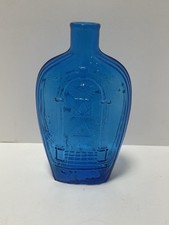 Vintage Blue Masonic Symbol Bottle Federal Eagle Marked Old Sturbridge Village picture