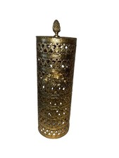 Vintage nice Hollywood Regency Filigree Hairspray Cover Gold Tone Metal Vanity  picture
