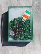 Vintage Irish Green Beaded Rosary New In Box Never Opened picture