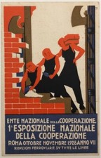 REGNO D’ITALIA ROMA 1a ESPOSIZIONE NAZ.LE COOPERATIVA 1928 CARTOLINA ILL. MELLI picture