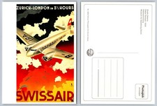 Swissair Zurich-London 1934 Vintage Travel Poster Art Deco Airline Postcard picture