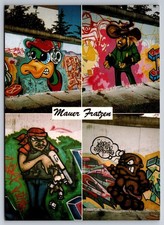 Postcard Berlin Wall Graffiti Mauer Fratzen Art Character Murals Germany picture