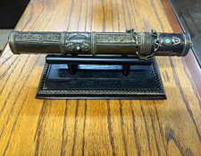 Buddhist Tibetan Prayer Wheel Incense Holder Tube Case Stand w/ custom stand picture