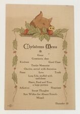 Vintage Samuel Carpenter Christmas Menu Postcard Pig Head Around 5 1/8”x3 1/4” picture