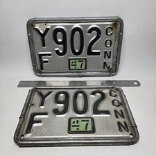 1947 Connecticut License Plate Matching Pair YF902 In Original Period Frames picture