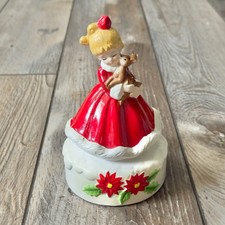 Josef Originals Christmas Silent Night Girl With Fawn Music Box Working picture