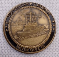 US Navy Challenge Coin USS William P Lawrence Commemorative Coin Never Give In picture