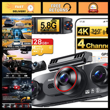 4 Channel 360° Dash Cam, 4K Front + 1080P Rear/Left/Right, 5GHz WiFi 30MB/s picture