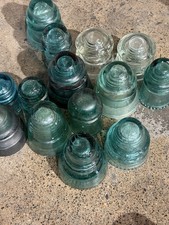 Insulator LoT (14) Turqoise/Clear Glass Antique VtG USA Brooklyn Hemmingway + picture