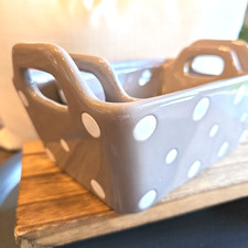Set Of 2 Temptations by Tara Bakeware Gray Polka Dot Casseroles 7oz and 19oz picture