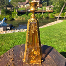VTG French Palais Royal Beveled Glass Ormolu Diorama Candlestick 10.5 in picture