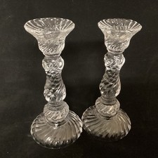 VTG Clear Glass Candlestick Holder Whitehall Colony Reversible Taber Or Piller picture