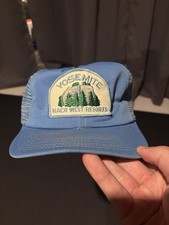 Yosemite NACO West Resorts Adjustable Blue Mesh Trucker Hat Made in USA 1980 picture