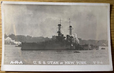 1918 WWI U.S. NAVY RPPC - U.S.S. UTAH AT NY antique real photo postcard ARA VF-6 picture