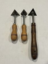Vintage Wood Handle Paint Scrapers Woodworking Triangle Shape picture
