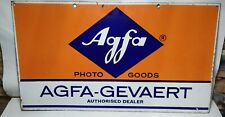 OLD VINTAGE AGFA-GEVAERT PHOTO GOODS DOUBLE SIDED PORCELAIN ENAMEL AD SIGN BOARD picture