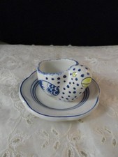 Henriot Quimper for Tiffany Co Hand Painted Egg Cup Coquetier Poussin picture