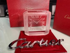 *** Cartier Crystal Clock Paperweight Roman Numerals Reverse Etched Mint *** picture