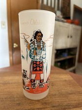 Vintage Acee Blue Eagle Knox Oil Co Frosted Glass hen-Toh Wyandot Indian picture