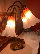 Lily Flower Blown Glass Lampshade Yellow Light Red Replacement Lamp Shade Shell picture