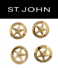 St John Knits 1.2 Inch Large Gold Tone Star Cruise Logo Replacement Buttons (4) picture