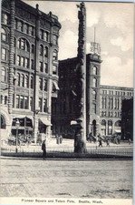 Vintage Postcard 1907-1915 Pioneer Square & Totem Pole, Seattle Washington (WA) picture
