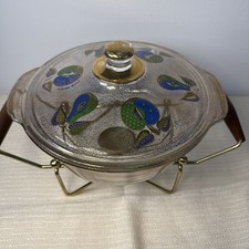 VTG Georges Briard Fire King Glass Chafing Dish Forbidden Fruit 2 Quart Round picture