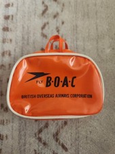 Vintage BOAC Airlines Orange BOAC Vinyl Zippered Pouch Toy Children Bag picture