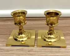Pair Of Small Brass Square Base Candlestick Holders Vintage Style Partylite  picture