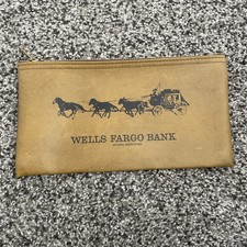 Wells Fargo Bank Money Deposit Bag Zip Stagecoach Yellow Gold Pouch Vintage Rare picture