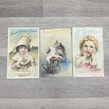 Shaker Medicine Trade Card Lot 3 Vintage Multi-Color Children A J White USA picture