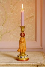 Ginger Cat Candle Holder, Orange Cat Candlestick, Feline Home Decor, picture