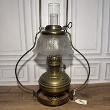 Antique c1916 Aladdin Model 6 Brass Hanging Kerosene Oil Lamp Starburst 24” picture